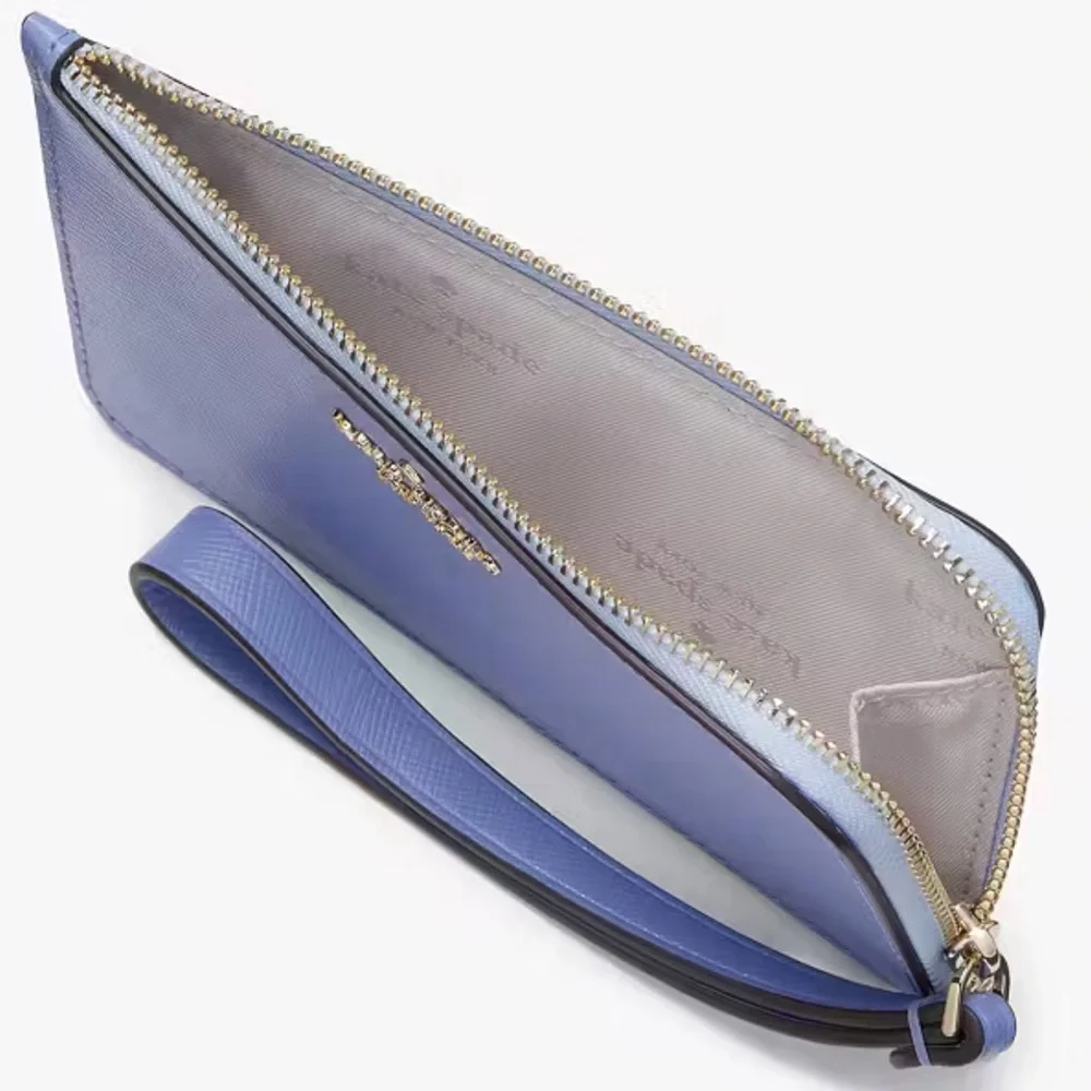 Kate Spade Lucy Small L-zip Wristlet Evening Blue Iris Multi NWT